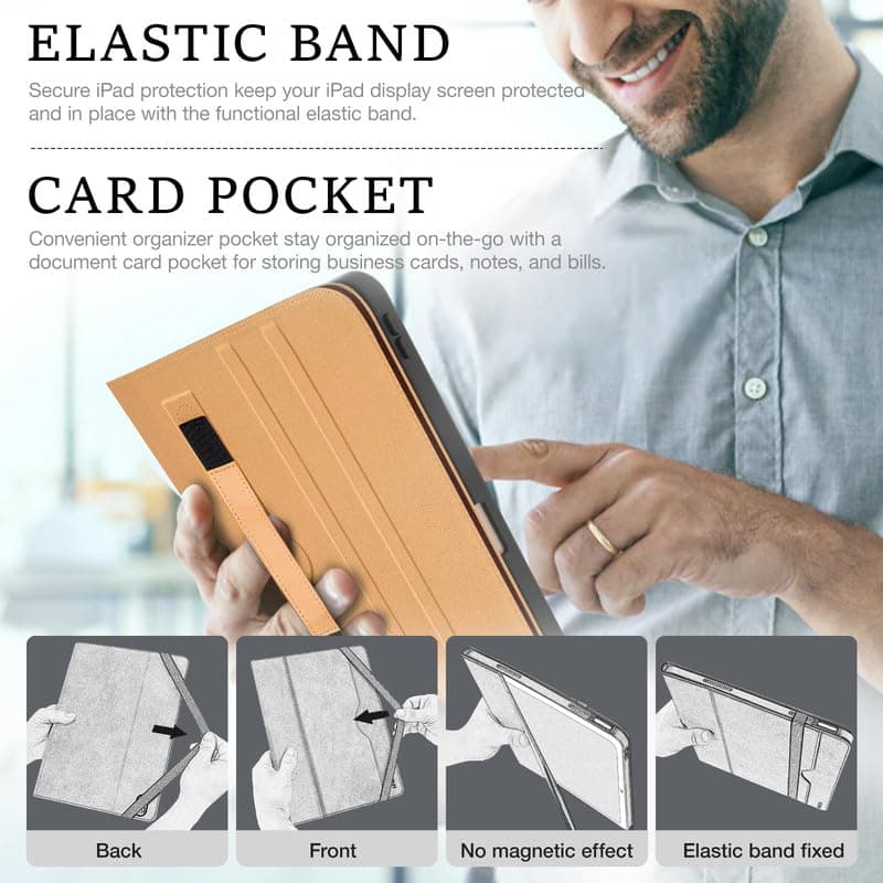 Leather Cases for IPad Pro 12.9 Case 6th/5th/4th/3rd Generation - Protective Multi-Angle Folio with Pencil Holder & Pocket - Auto Wake/Sleep, Premium PU Leather Cover - Brown