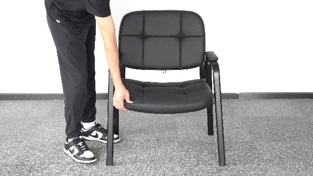 CLATINA Big & Tall 500 lbs Waiting Room Guest Chair, Leather Office Reception Chair No Wheels with Padded Arms for Elderly Home Desk Conference Room Lobby Side Salon Clinic, Black(4 Pack)