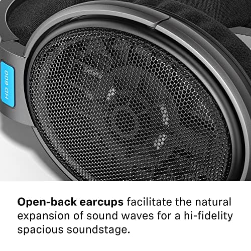 Sennheiser HD 600 - Audiophile Open-Back Dynamic Wired Headphones Over Ear with Natural Soundstage and Premium Comfort for Music Lovers, Open Metal Earpiece Covers, Black