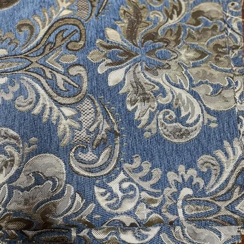 TinaKim Floral Upholstery Fabric, Jacquard Damask Chenille, for Recover Furniture Chairs Couch Material (Blue, 2 Yard)