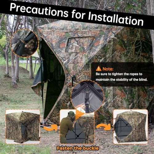 Hunting Blind - 2-3 Person & 3-4 Person 360 Degree See Through Ground Blinds for Hunting Deer and Turkey, Pop Up Deer Blind with Diamond-Shaped Door, Mud Flap, Portable Carry Bag