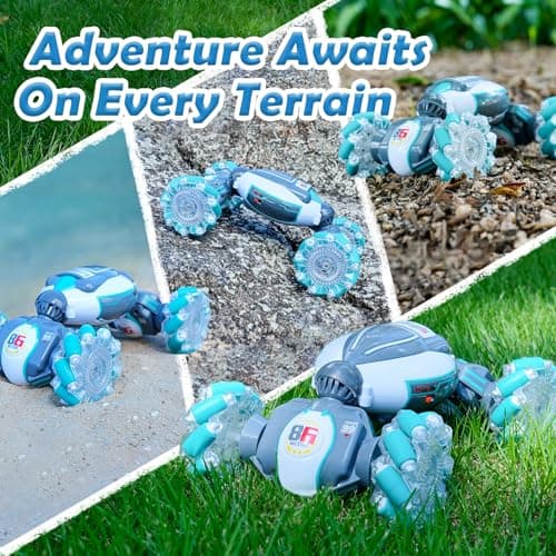 PREPOP Gesture Sensing RC Stunt Car, Birthday for Age 6 7 8-12 13+ Year Old Boys - Cool Toys for Kids, Hand Controlled Remote Control Twist Vehicle with Lights & Music, 4WD Rotating