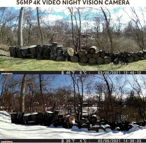 WOSPORTS Trail Camera,56MP 4K 0.2S Trigger Motion Activated,Game Camera with Night Vision IP66 Waterproof 2.0''LCD 120°Wide Trail Cam Lens for Outdoor Scouting Wildlife Monitoring Home Security