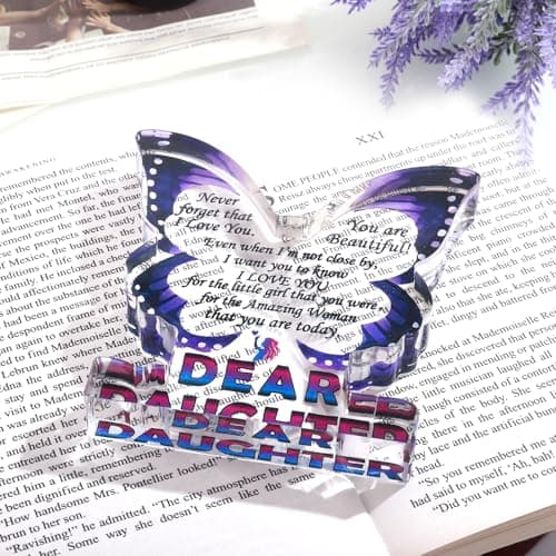 Daughter Birthday Gifts from Mom Dad, Daughter Gifts for Christmas, Unique Gifts for Daughter, Inspirational Gifts I Love You Daughter, Daughter Butterfly Decorative Signs Plaques