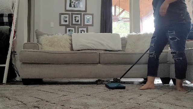 Yocada Carpet Sweeper Cleaner for Home Office Low&Undercoat Carpets Rugs Pet Hair Dust Scraps Paper Small Rubbish Cleaning with a Brush Blue