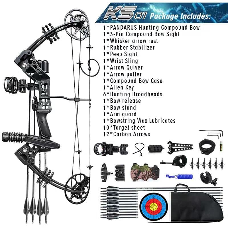 Compound Bow Set 15-45lbs for Pull Beginner and Teens Right Handed Adjustable 18"-29" Draw Length, 320 FPS Speed, Hunting Bow Archery Set New 2024
