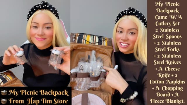 Hap Tim Picnic Basket Backpack for 2 Person with 2 Insulated Cooler Compartment, Wine Holder, Fleece Blanket, Cutlery Set, Wedding Gifts for Couples, Bridal Shower Gifts, Engagement Gifts