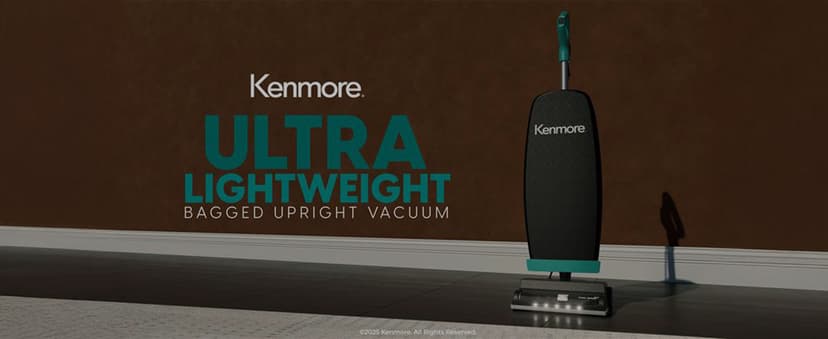 Kenmore BU1001 B200 Series Commercial Vacuum Cleaner Lightweight 14L Capacity Bagged Upright Vac with LED Headlight and 2-Speed Setting Powerful Suction for Pets, Carpets & Hard Floor