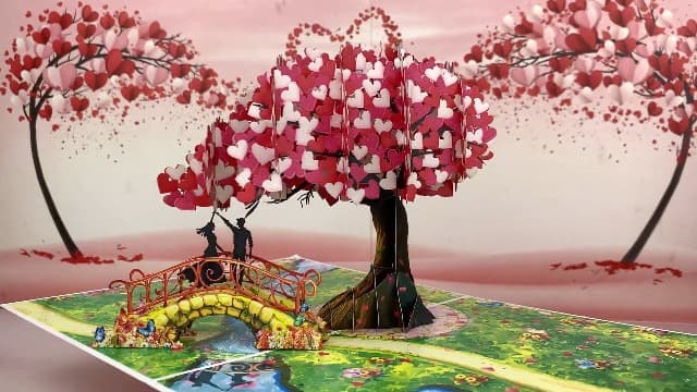 Anniversary Pop Up Card, 3D Love Tree Hearts with Couple, Wedding Anniversary Card for Wife, Husband, Couple, Love Card for Her, Him, Ideal Gift for Wedding, Anniversary, Valentines, Romantic Birthday, Mothers Day B0FJ8BNTFS