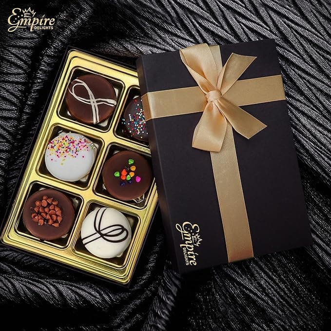 Gourmet Cookies Gift Basket - Delicious Chocolate Gift Basket Great for Birthday Treats for Women and Men - Fancy Chocolate Covered Cookies for Gifting, 6 Count