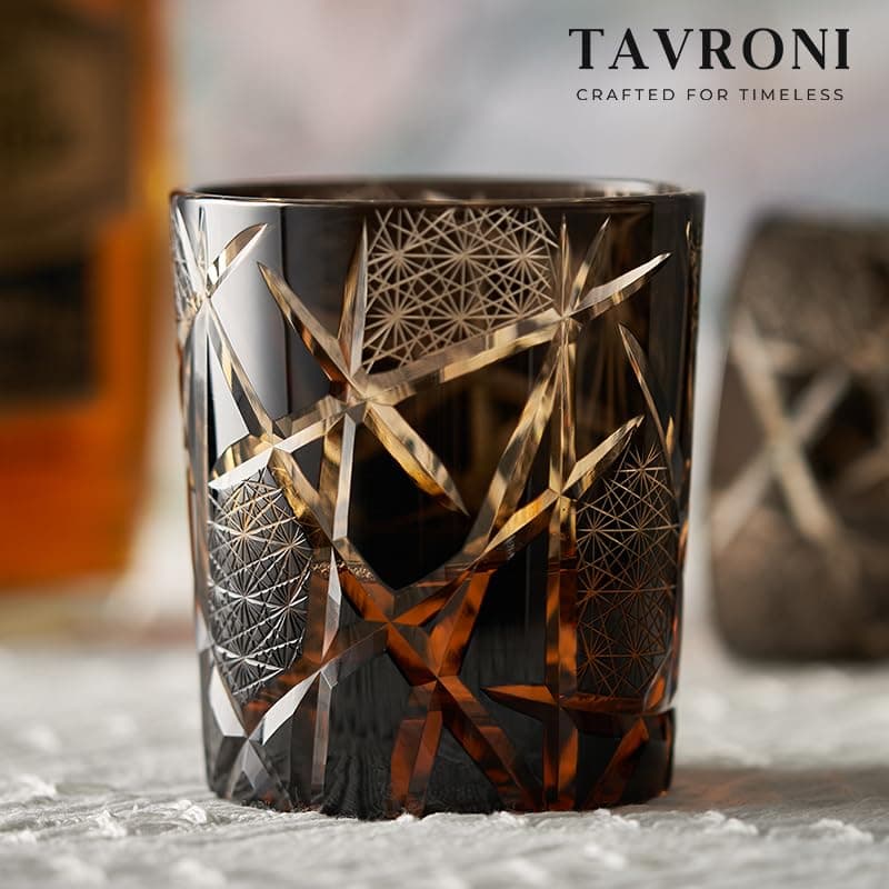 Old Fashioned Edo Kiriko Whiskey Glass Set of 2 – 9 oz Handmade Japanese Cut Crystal Tumblers for Bourbon, Scotch, Cocktail, Liquor – Premium Gift Boxed Drinkware for Men, Dad, Husband