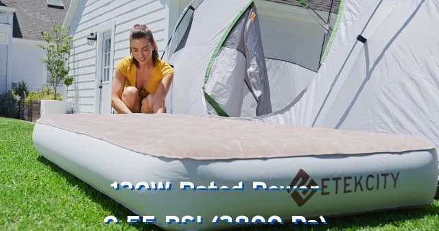 Etekcity Air Pump for Inflatables, Portable Electric Air Mattress Pump, Quick-Fill Perfect Inflator/Deflator for Couch, Blow up Pool Floats Raft Bed Boat Toy with Nozzles, 110-120V, Black