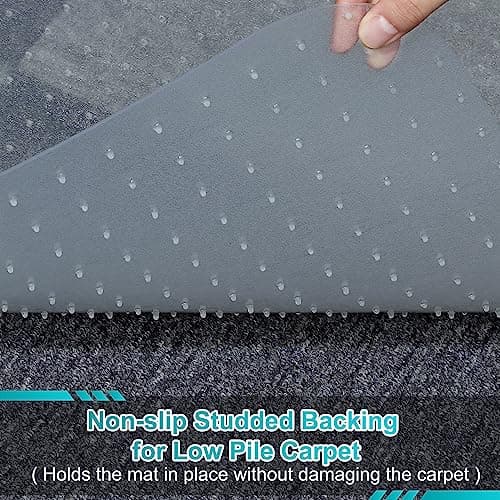 Office Chair Mat for Carpets, 48"x 36" Heavy Duty Clear Plastic Floor Protector, Non-Slip Computer Desk Chair Mat for Low Pile Carpeted Floors, Smooth Rolling Carpet Chair Mat for Home Office