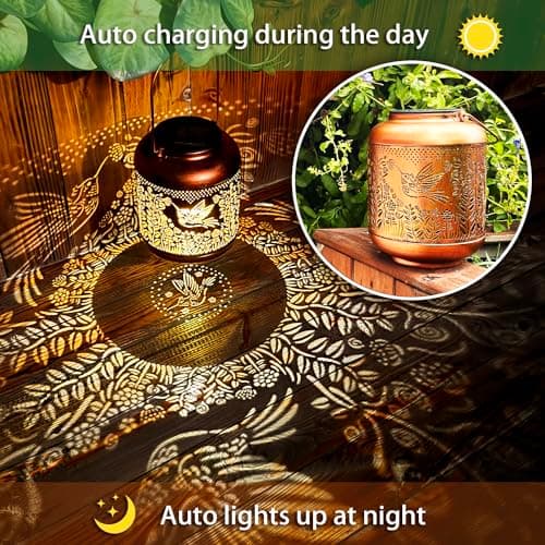 Christmas Gifts for Women Hummingbird Solar Lanterns Outdoor Waterproof Hanging Solar Lights Hummingbird Gifts Metal Bird Decorative LED Lanterns for Yard, Patio, Lawn, Pathway, Garden Decor
