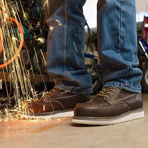 HISEA NINGO Work Boots for Men Steel/Soft Toe Boots,6” Water Resistant Slip Resistant Industrial & Construction Work Shoes, Composite Toe Working Boot