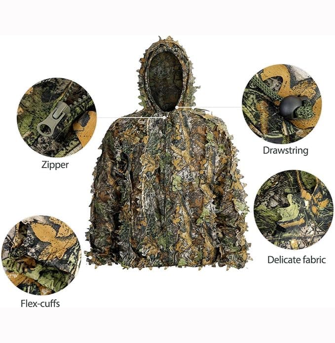SCYLFEHDP Ghillie Suit, 3D Leafy Ghillie Suit and Camo Suit, Ghillie Suit for Men， Camouflage Suits, Turkey Hunting, Lightweight Gear Hunting Clothes for Outdoor Woodland and Halloween.