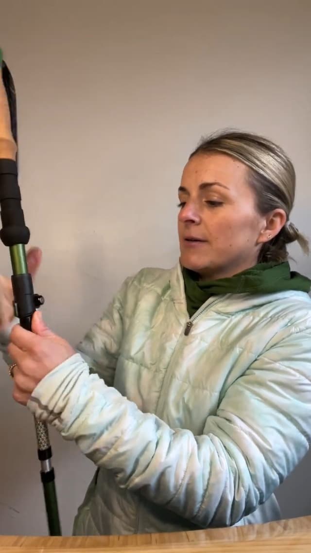 Premium Foldable Hiking Poles by USA Brand - Adjustable, Lightweight Trekking Poles Made of Aircraft Aluminum, Metal Flip Locks & Comfortable Real Cork and EVA Foam Grips