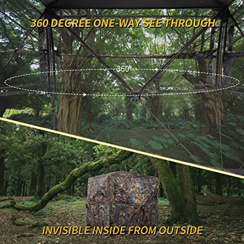 FUNHORUN Hunting Blind 270/360 Degree See Through Ground Blind with Carrying Bag, 2/3/4 Person Pop Up Camouflage Tent Portable Concealed Shelter