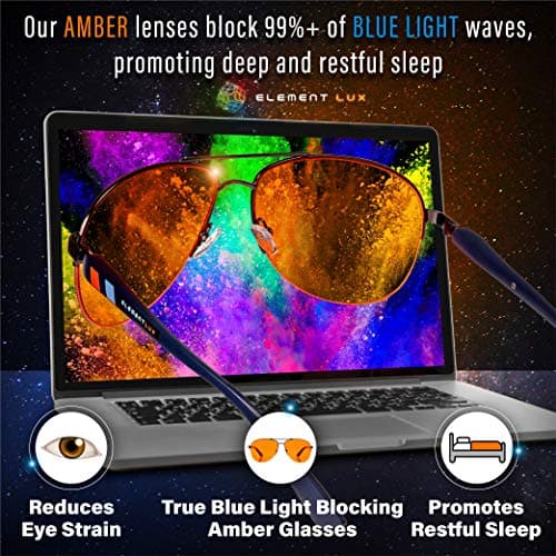 Blue Light Blocking Glasses Amber Lenses -For Better Sleep, Gaming, Eye Strain Blocker, Computer, Sunglasses