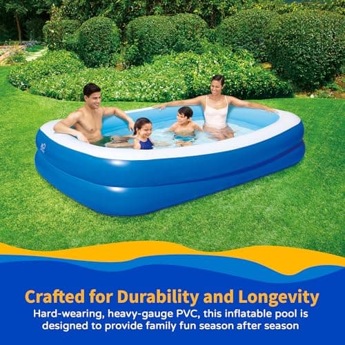 Inflatable 103-in x 69-in x 22-in Deep Rectangular Family Pool with Cover