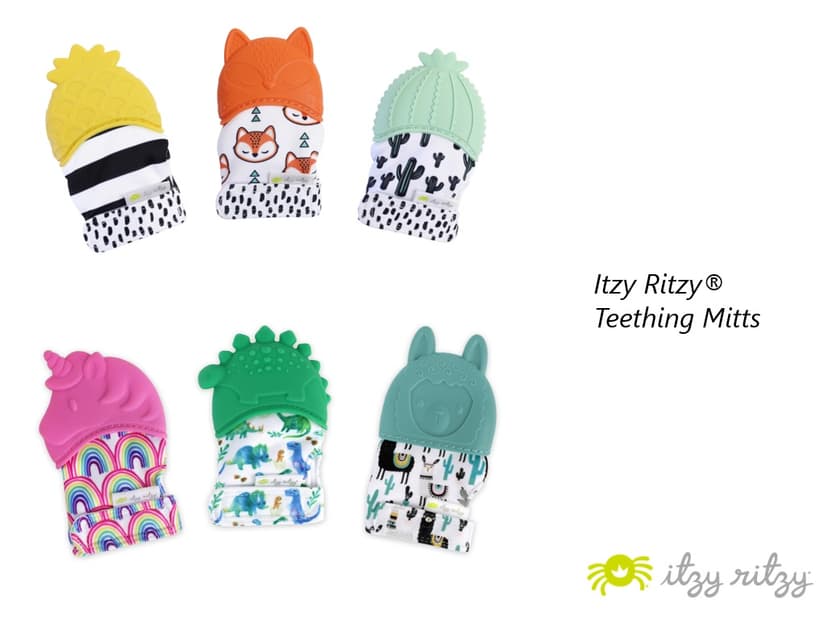 Itzy Ritzy Silicone Teething Mitt - Soothing Infant Teething Mitten with Adjustable Strap, Crinkle Sound & Textured Silicone to Soothe Sore & Swollen Gums - For Ages 3 Months & Up (Cactus)