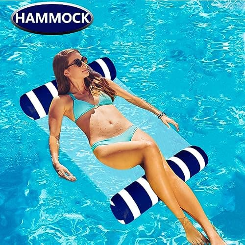 Inflatable Pool Floats Adult Size Water Hammock,Floats for Swimming Pool,4-in-1 Multi-Purpose Pool Floating Toys,Pool Rafts Lounge Chairs Floaties,for Adults Vacation Fun and Rest