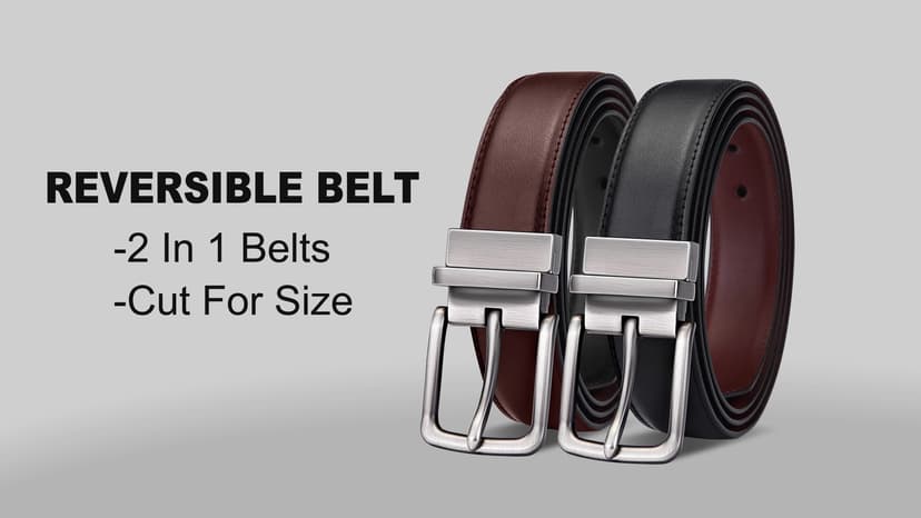BULLIANT Men's Belt,Reversible Belt Adjustable For Gift Men 1.25”-Cut For Fit-2 Sides in 1 Belt(Not 2)