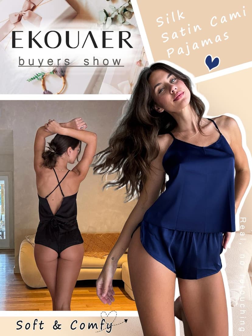 Sexy pajama set for women,Cami Top and Shorts Sets,2 Piece Silky Sleepwear for Valentines,Bridal Party,Honeymoons Gifts Ekouaer Silk Pajamas Set for Women Satin Backless Lingerie Pjs Nightwear B0876WYLZT