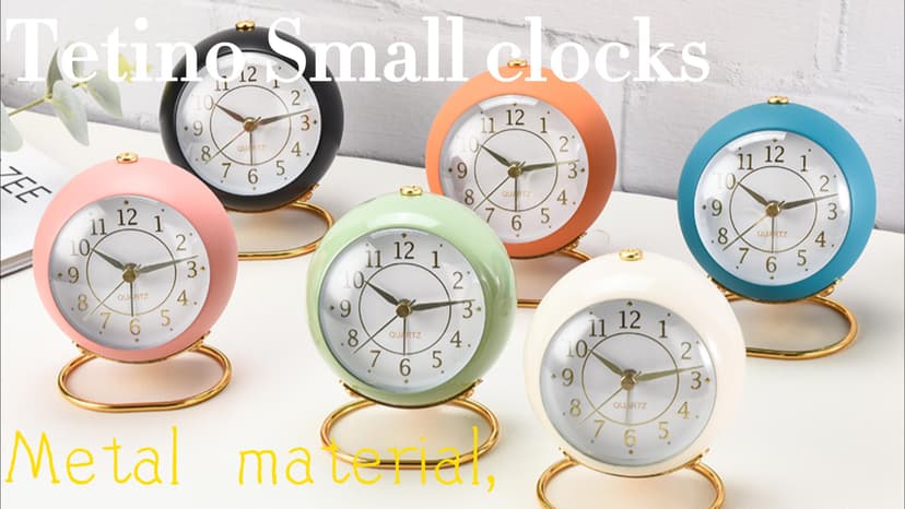 Tetino Analog Alarm Clocks,Retro Backlight Cute Simple Design Small Desk Clock with Night Light,Silent Non-Ticking,Battery Powered,for Kids,Bedroom,Travel,Kitchen,Bedside Desktop. (Black)