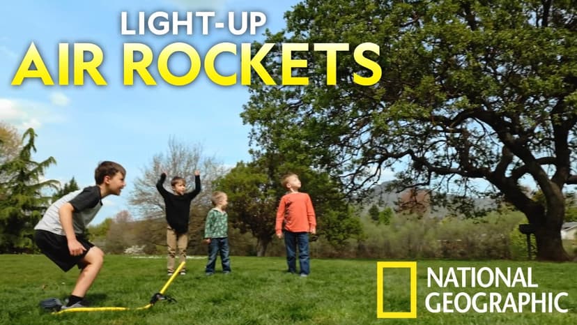 National Geographic Air Rocket Toy – Ultimate LED Rocket Launcher for Kids, Jump and Launch The Light Up, Air Powered, Foam Tipped Rockets up to 100 Feet