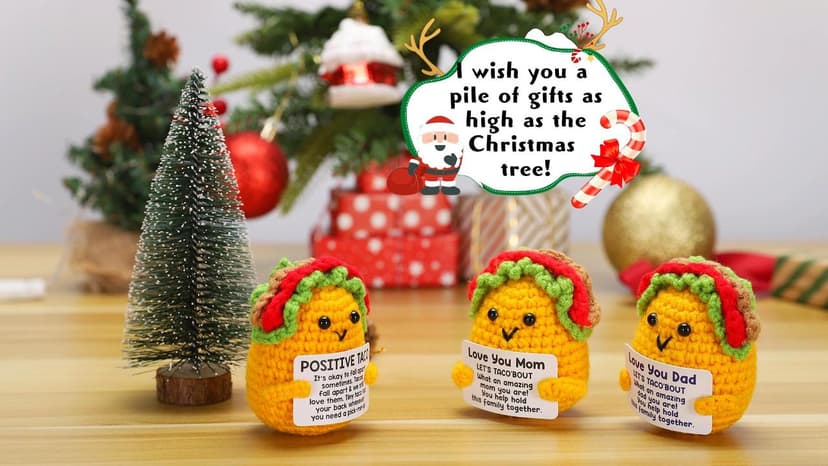 Positive Crochet Taco Christmas Birthday Gifts for Women Men Self Care Son Back to School Mom Dad Daughter Sister Friend Coworkers Relaxation Gift Desk Home Fall Decor Emotional Inspirational Support