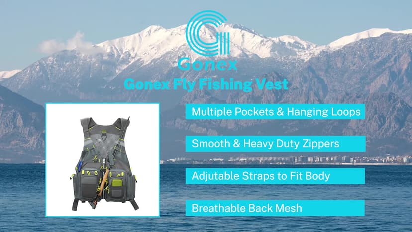 Gonex Fly Fishing Vest for Men Women, Comfortable Adjustable Fishing Vest with Multi-Pockets Reflective Stripes