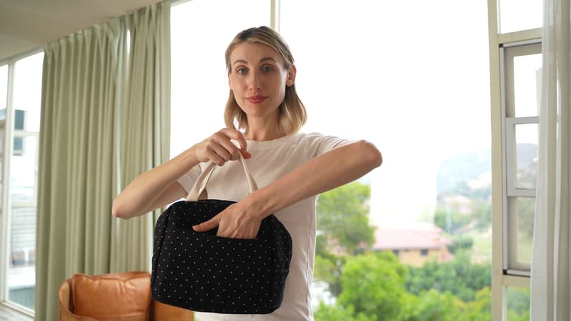 EurCross Upgraded Compact Black Lunch Bag for Girls Women,Canvas Reusable Insulated Polka Dot Lunch Tote Box Bag for Work School