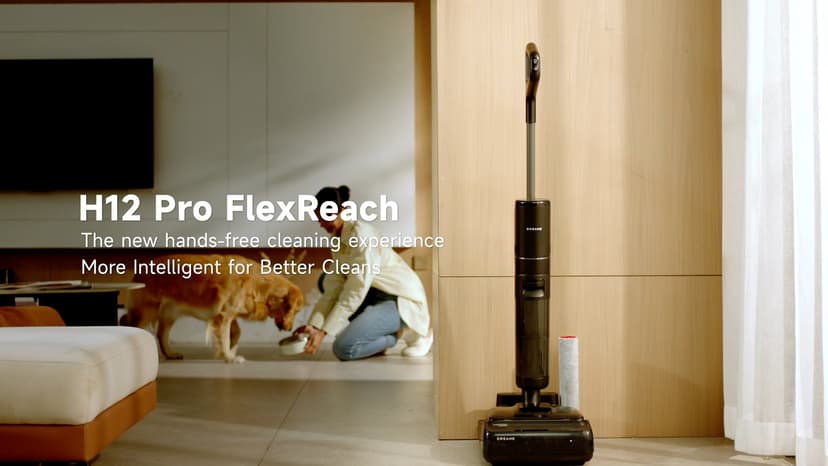DREAME H12 Pro FlexReach Wet Dry Vacuum Cleaner, 0 Tangle Cordless Vacuum Mop All-in-One for Hard Floors, 180° Lie-Flat Floor Cleaner Machine with 194°F Hot Self-Cleaning, 50Mins Runtime