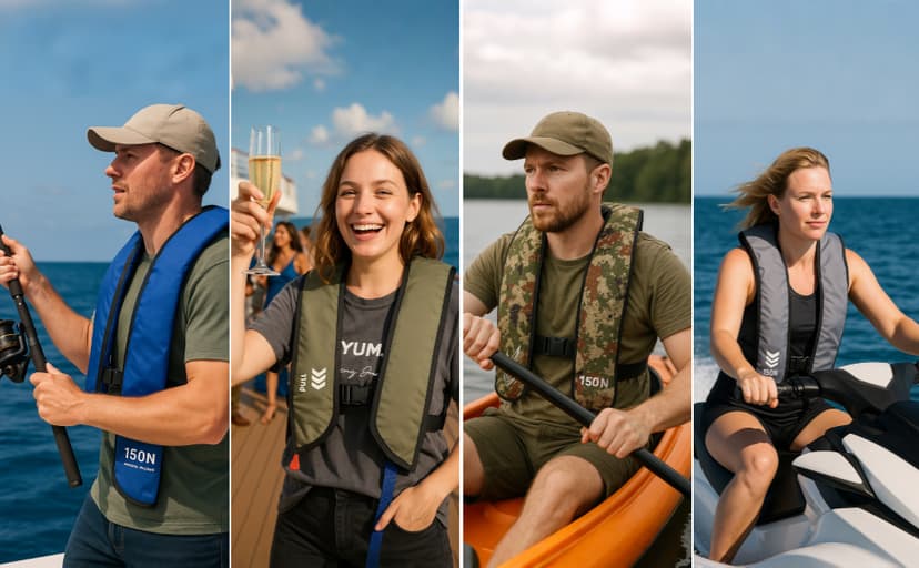 Automatic Inflatable Life Jacket | Low Profile PFD for Adults | Compact Design Self Inflating Life Vest | Supports up to 330 lbs