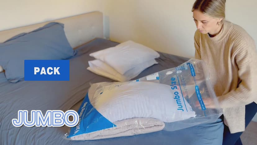 Vacuum Storage Bags 7 Jumbo, Space Saver Sealer Bags,Plastic Packaging Bags,Compression Bags for Clothes, Pillows, Comforters, Blankets, Bedding,No pump included