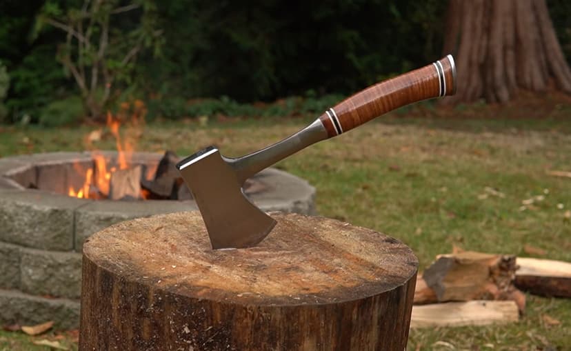ESTWING Sportsman's Axe - 14" USA Made Camping Hatchet with Forged Steel Construction & Genuine Leather Grip - E24A