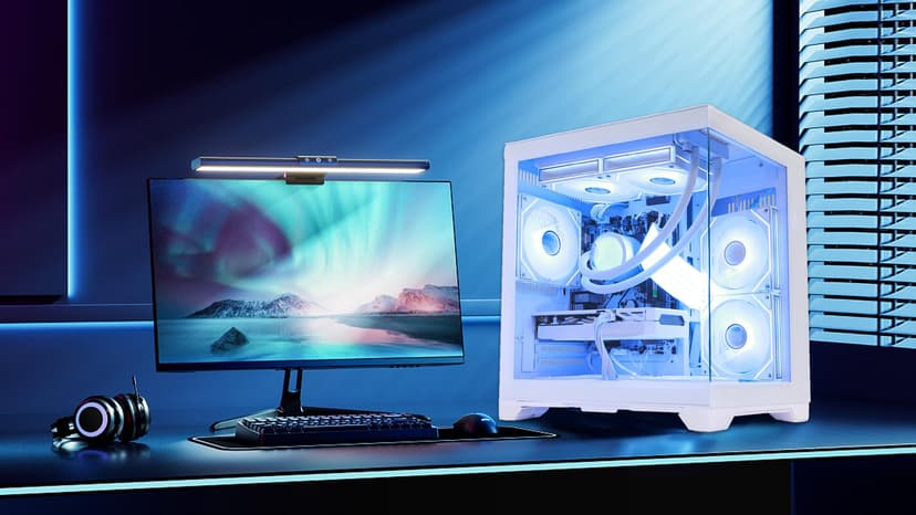 HOENGAGER Panorama Gaming PC Desktop AMD Ryzen 5 9600X 6-Core 3.9GHz, RTX 5060 8GB, 32GB DDR5 RAM 6000MHz,1TB PCIe SSD, WiFi&BT Prebuilt PC 650W PSU,Liquid Cooler,Windows 11, Desktop