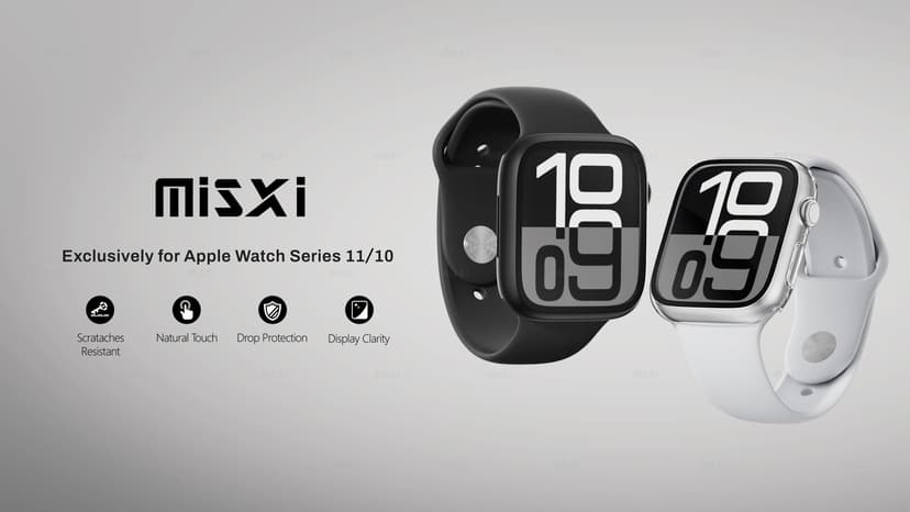 Misxi 2 Pack Tempered Glass Case Compatible for Apple Watch Series 11 (2025) Series 10 42mm, Hard PC Screen Protector Overall Protection Ultra-Thin Lightweight Scratch-Resistant Cover for iWatch, Black