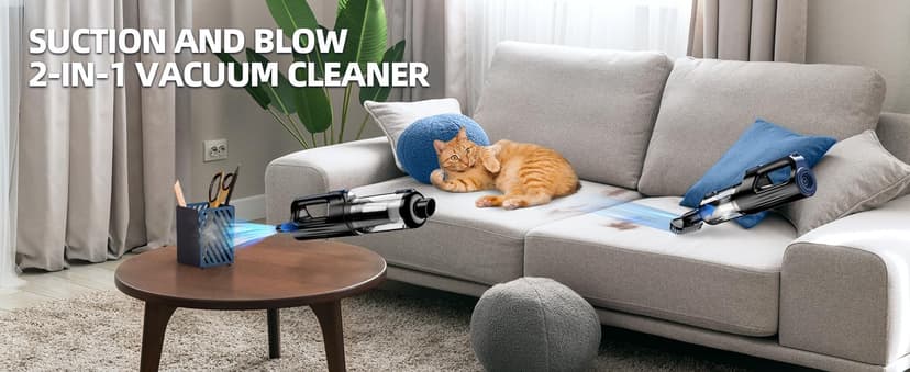 Car Vacuum Portable Cordless, 18000Pa 2 in 1 Vacuum Cleaner&Air Duster, 130W Brushless Motor Handheld Vacuum Cordless with 7800mAh Battery, LED Light, Multi-Nozzles for Car, Home, Office, Pet
