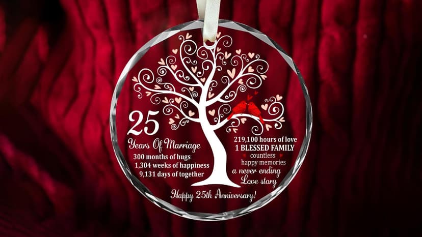 25th Wedding Anniversary Glass Ornament – Silver Wedding for Parents, Couple, Wife, or Husband – Unique 25 Years Marriage Christmas Decoration Keepsake