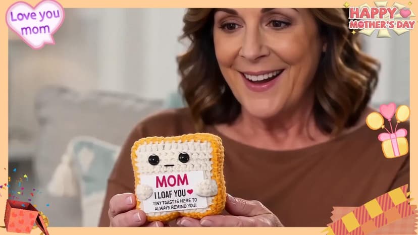 Mothers Day Pun Gift for Mom from Daughter Son- Handmade Cute Loaf Crochet Toast - I Love You Funny Presents for Moms Bonus Mamas Mother-in-Law Birthday, Valentine's Christmas Stocking Stuffers B0F2STWR98