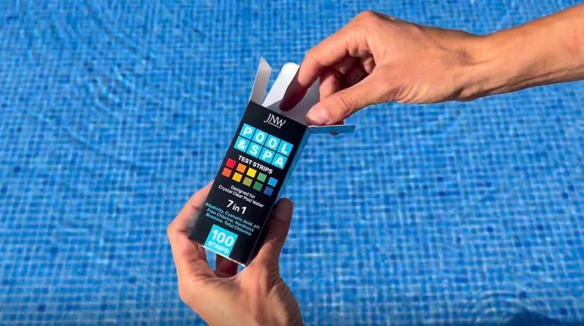 JNW 7-in-1 Pool Test Strips, 150 Quick & Accurate Test Strips for Pool Water, Spa Test Strips for Hot Tub, Chlorine Test Strips, Bromine, pH, Alkalinity, Hardness & More - Swimming Pool Test Kit