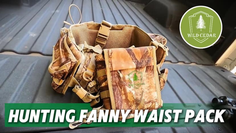 Hunting Fanny Pack for Men, Camo Waist Pack for Hunter, Fanny Hunting Backpack with Rifle, Shotgun, and Bow Holder (Fanny Pack Upgrade)