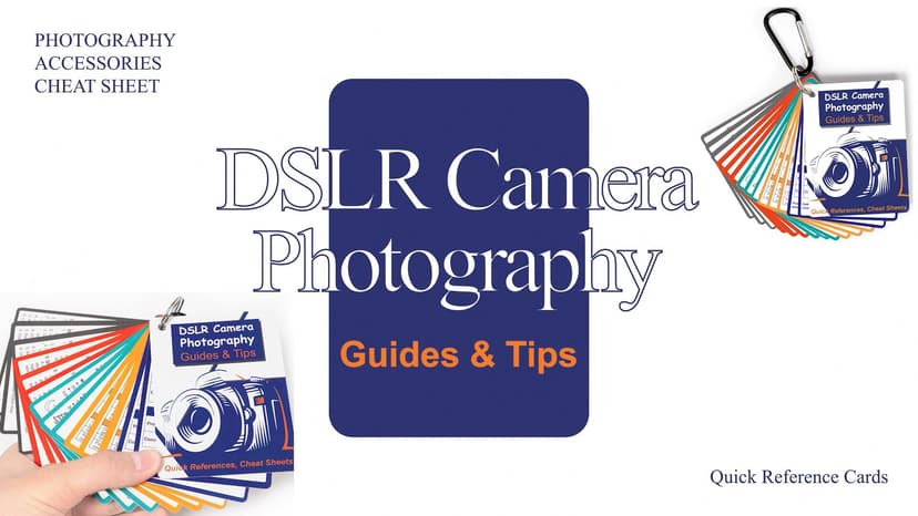 DSLR Cheat Sheet Photography Accessories Camera Accessories for Canon Nikon Sony Photography Gifts for Photographer Quick Reference Cards Guides Tips Settings Exposure Modes Composition And More 4×3in