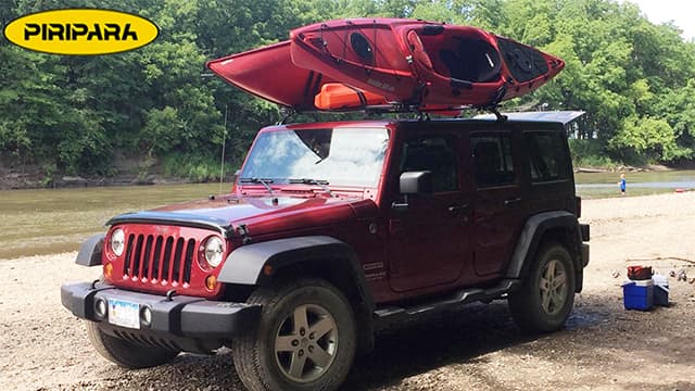 PIRIPARA Kayak Roof Rack 2 Pairs J-Bar Carrier Holder for Canoe, SUV, Cars, Truck, Surf Ski, Car Top Mount Racks for Trip, Set of 4