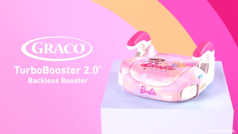 Graco TurboBooster 2.0 Backless Booster Car Seat, Barbie Paint, Travel Booster Seat for Children Ages 4-10, Weight 40-100 Pounds and Height up to 57 Inches