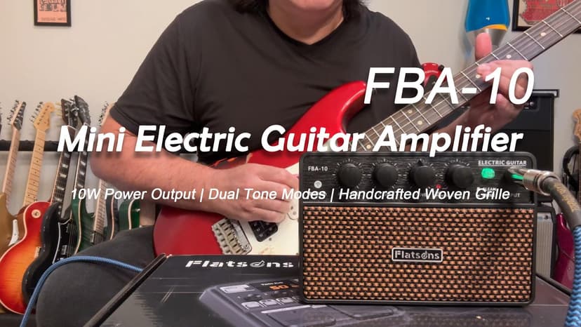 Flatsons FBA-10 Guitar Amp, 10W Mini Electric Guitar Amplifier with Clean/Drive Channel, 6H Work, USB-C Rechargeable, 3.5mm Headphone/AUX, Wireless Portable Amp for Indoor Practice, Travel (White)