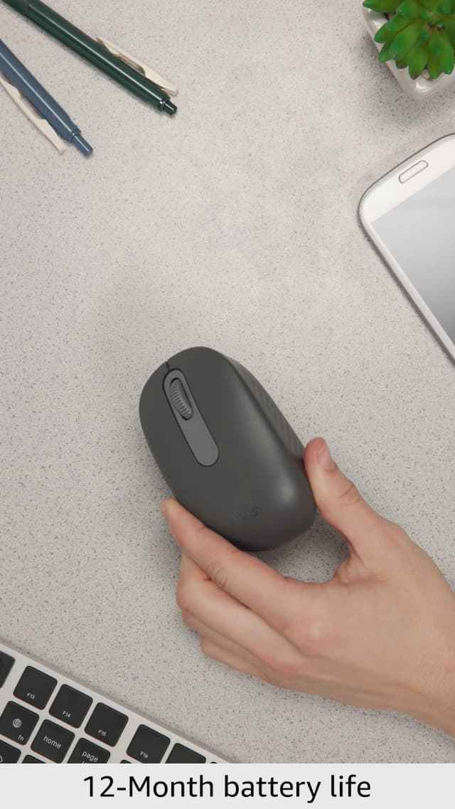 Logitech M196 Bluetooth Wireless Mouse, Compact and Portable Mouse for Laptops, Tablets and More, 12-Month Battery, Smooth Tracking, Compatible with PC and Mac, Windows and macOS - Graphite