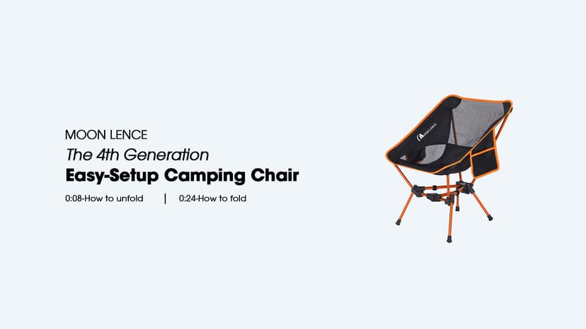 MOON LENCE Portable Camping Chair Backpacking Chair - The 4th Generation Ultralight Folding Chair - Compact, Lightweight Foldable Chairs for Hiking Mountaineering, Beach (Black-1Pack)